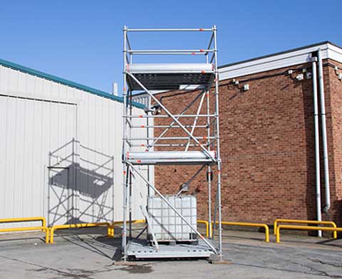 4.5m ladder-accessed Layher camera tower.